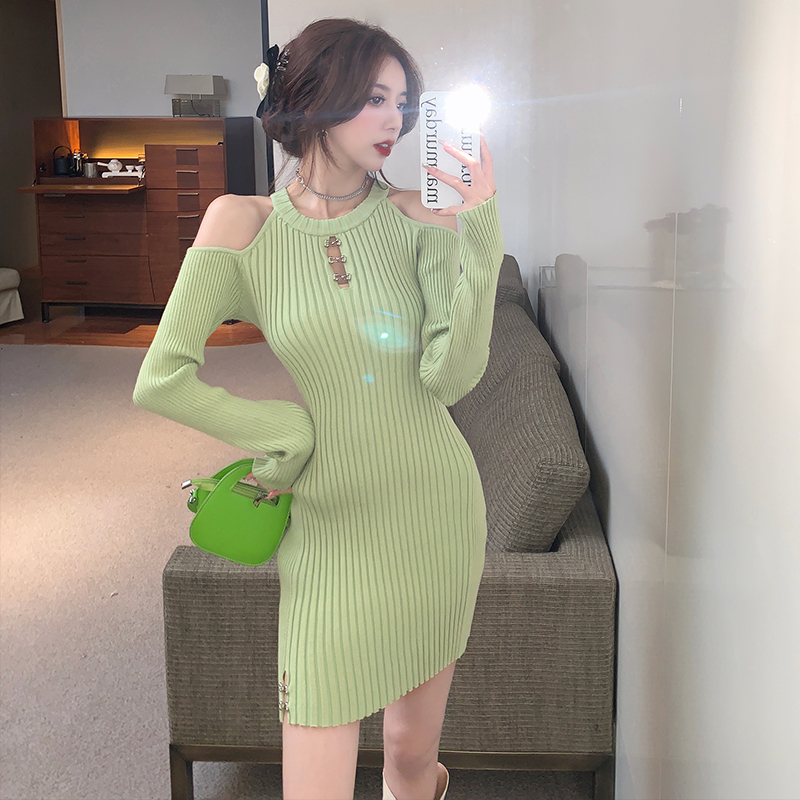 Tight long sleeve T-back spicegirl dress for women