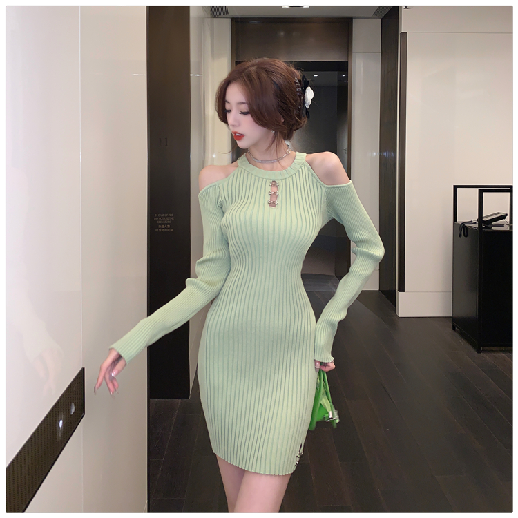 Tight long sleeve T-back spicegirl dress for women