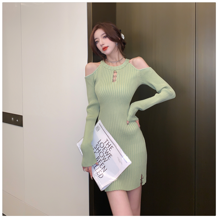 Tight long sleeve T-back spicegirl dress for women