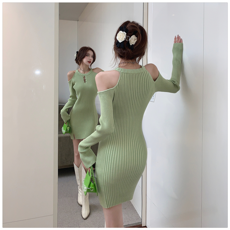 Tight long sleeve T-back spicegirl dress for women