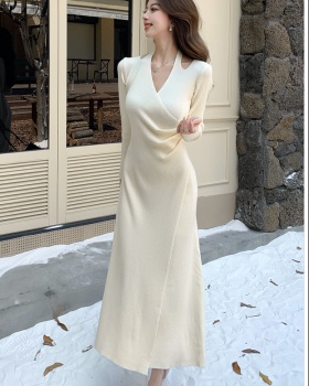 Halter knitted slim autumn and winter dress for women