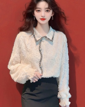 Western style lace autumn tops chanelstyle chiffon shirt