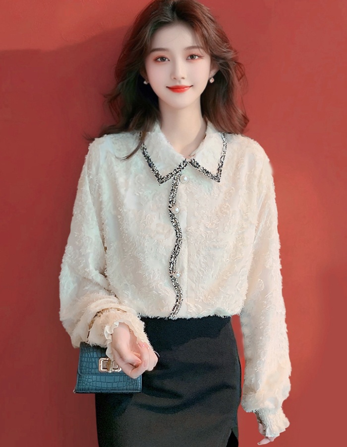 Western style lace autumn tops chanelstyle chiffon shirt