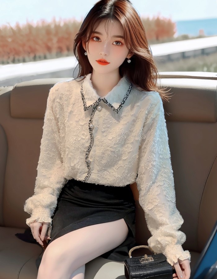 Western style lace autumn tops chanelstyle chiffon shirt