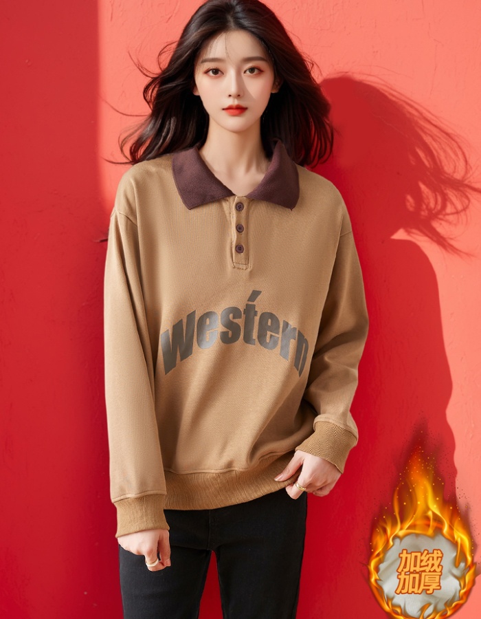 Autumn and winter lapel plus velvet coat thick niche hoodie