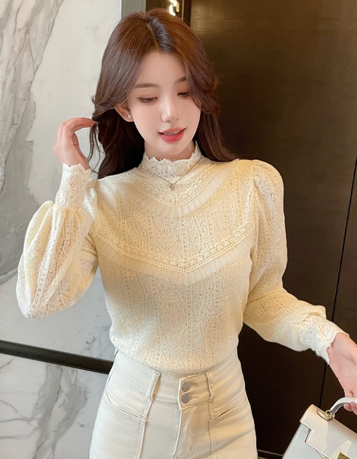 Tender temperament small shirt half high collar tops