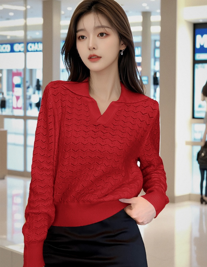 Apricot sweater knitted bottoming shirt for women