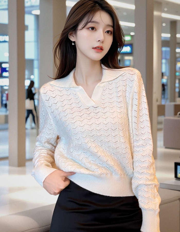 Apricot sweater knitted bottoming shirt for women