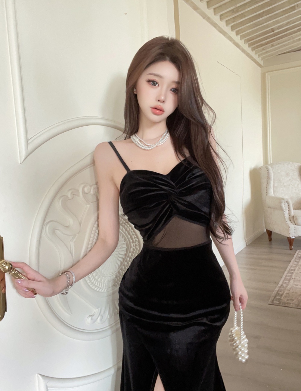 Sexy France style long dress ladies dress for women