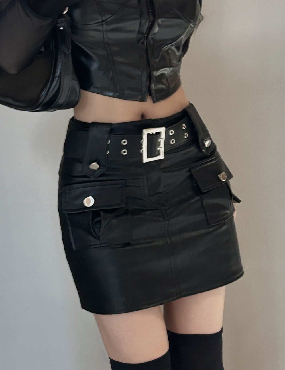 Package hip black skirt temperament shirt 2pcs set