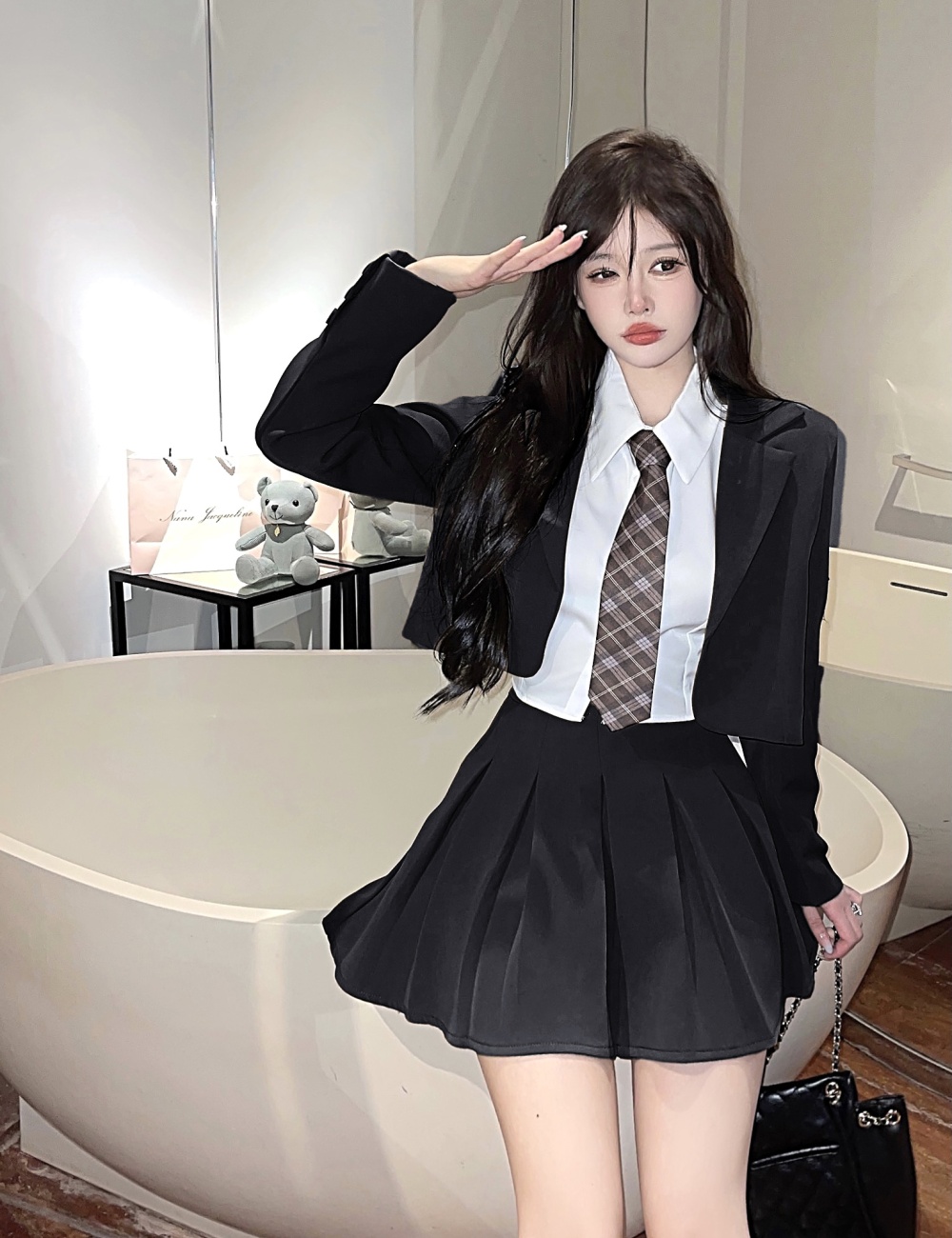 Fashionable skirt business suit 4pcs set for women