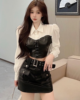 Show young unique skirt Western style shirt 2pcs set