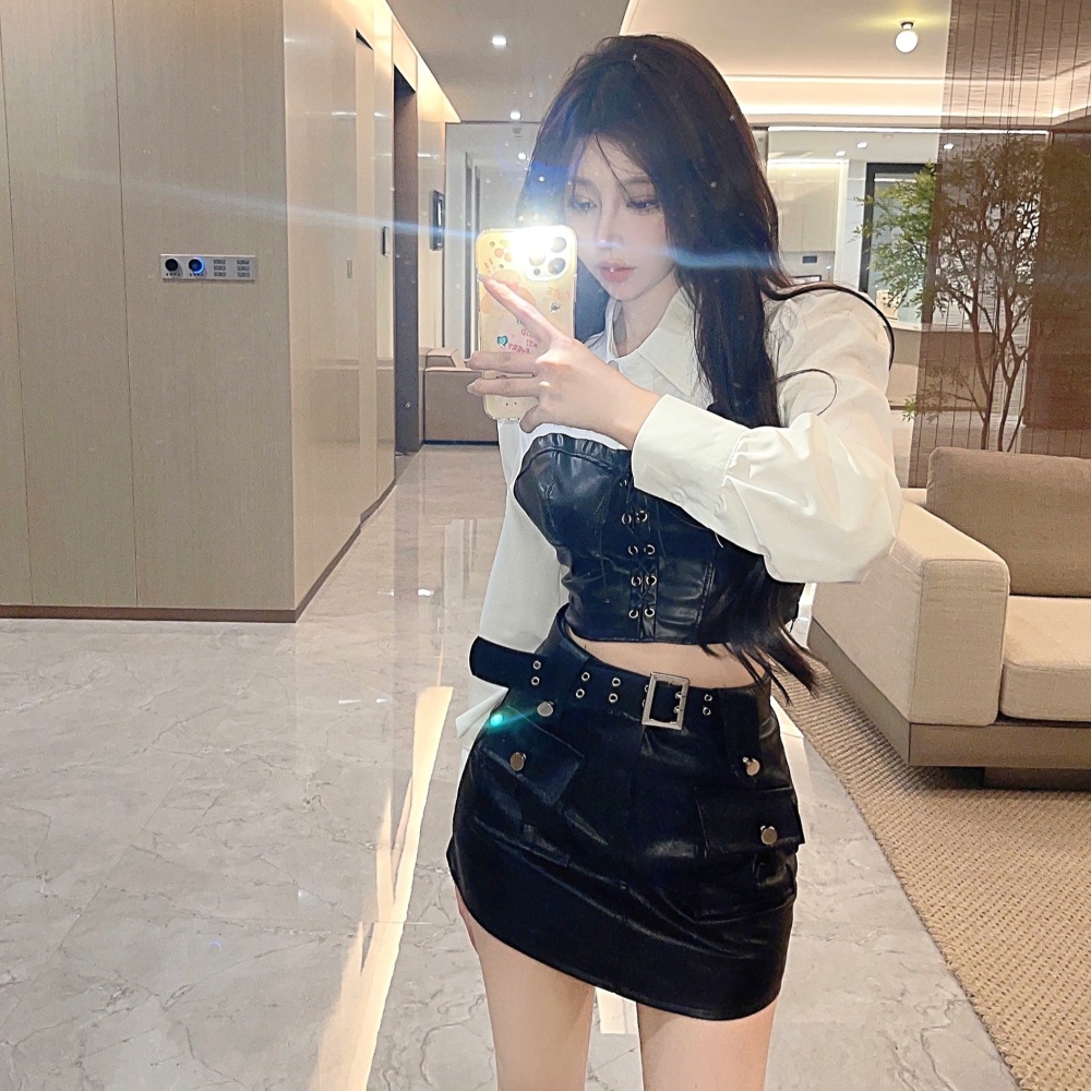 Show young unique skirt Western style shirt 2pcs set