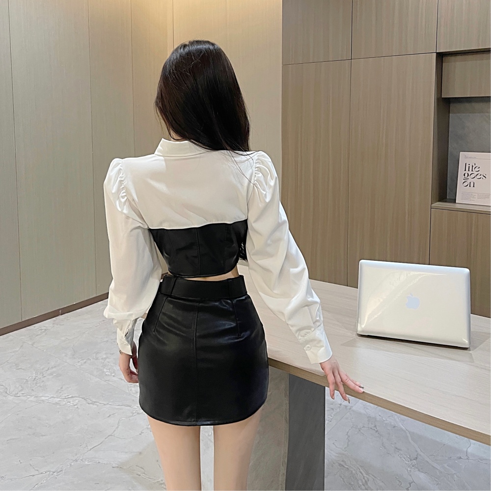 Show young unique skirt Western style shirt 2pcs set