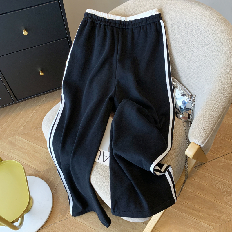 Elastic waist loose sweatpants Casual wide leg pants