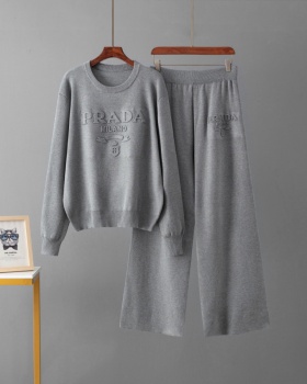 Long sleeve sweater European style casual pants a set