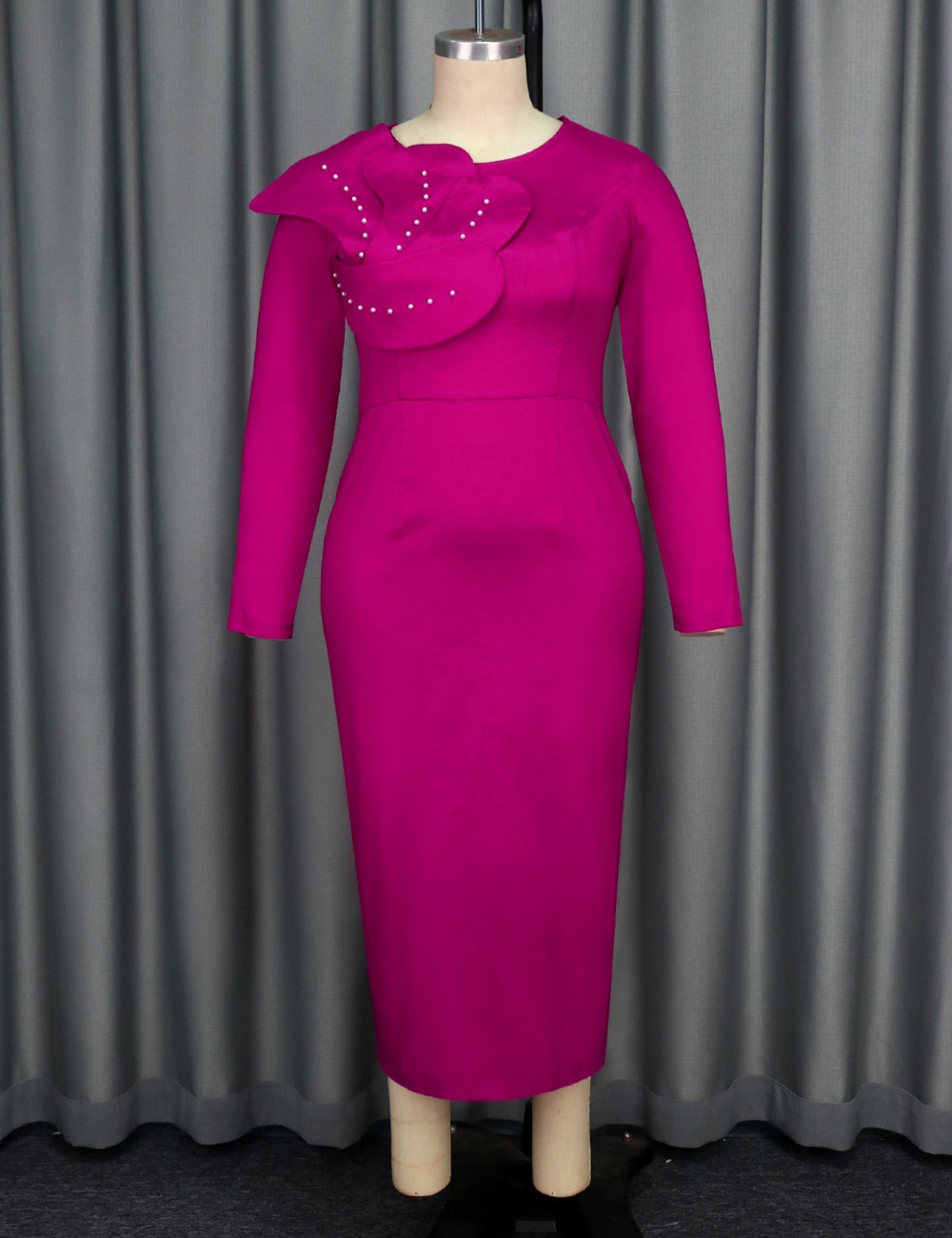 Large yard elegant long sleeve party beading dress