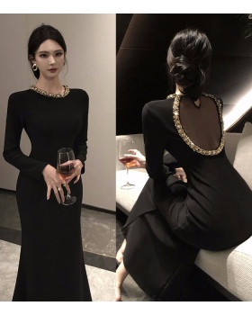 Light luxury diamond dress black formal dress