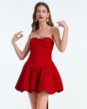 Rhinestone France style dress big bow bud formal dress