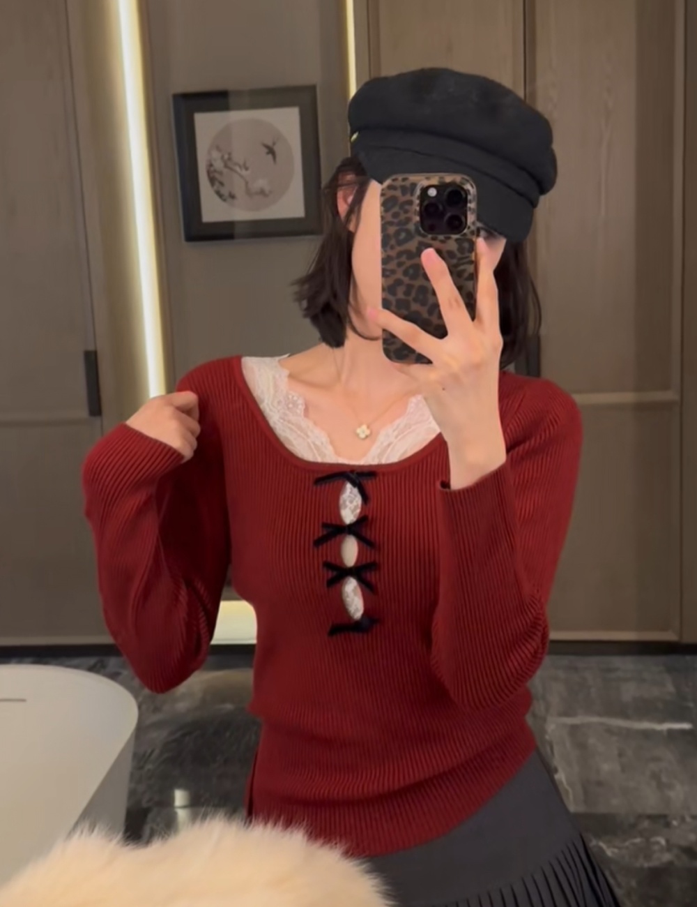 Pseudo-two sweater slim bottoming shirt for women