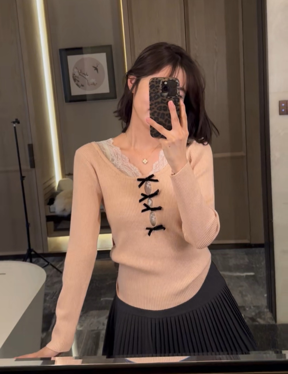 Pseudo-two sweater slim bottoming shirt for women