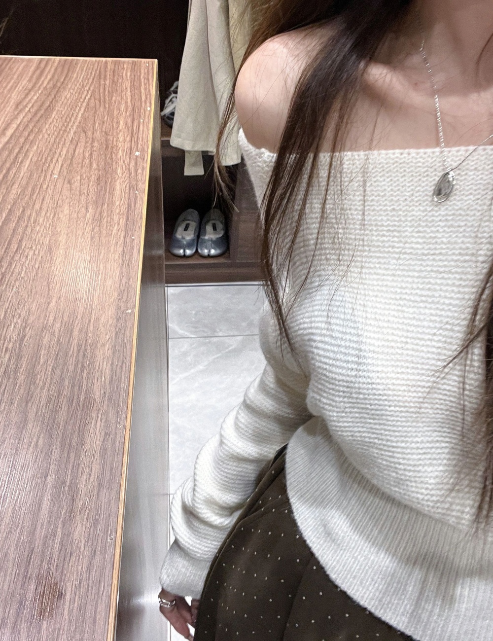 Oblique collar sweater loose tops for women