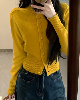 Long sleeve lazy sweater retro round neck tops for women