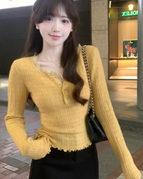 Pinched waist crochet slim autumn knitted sweater