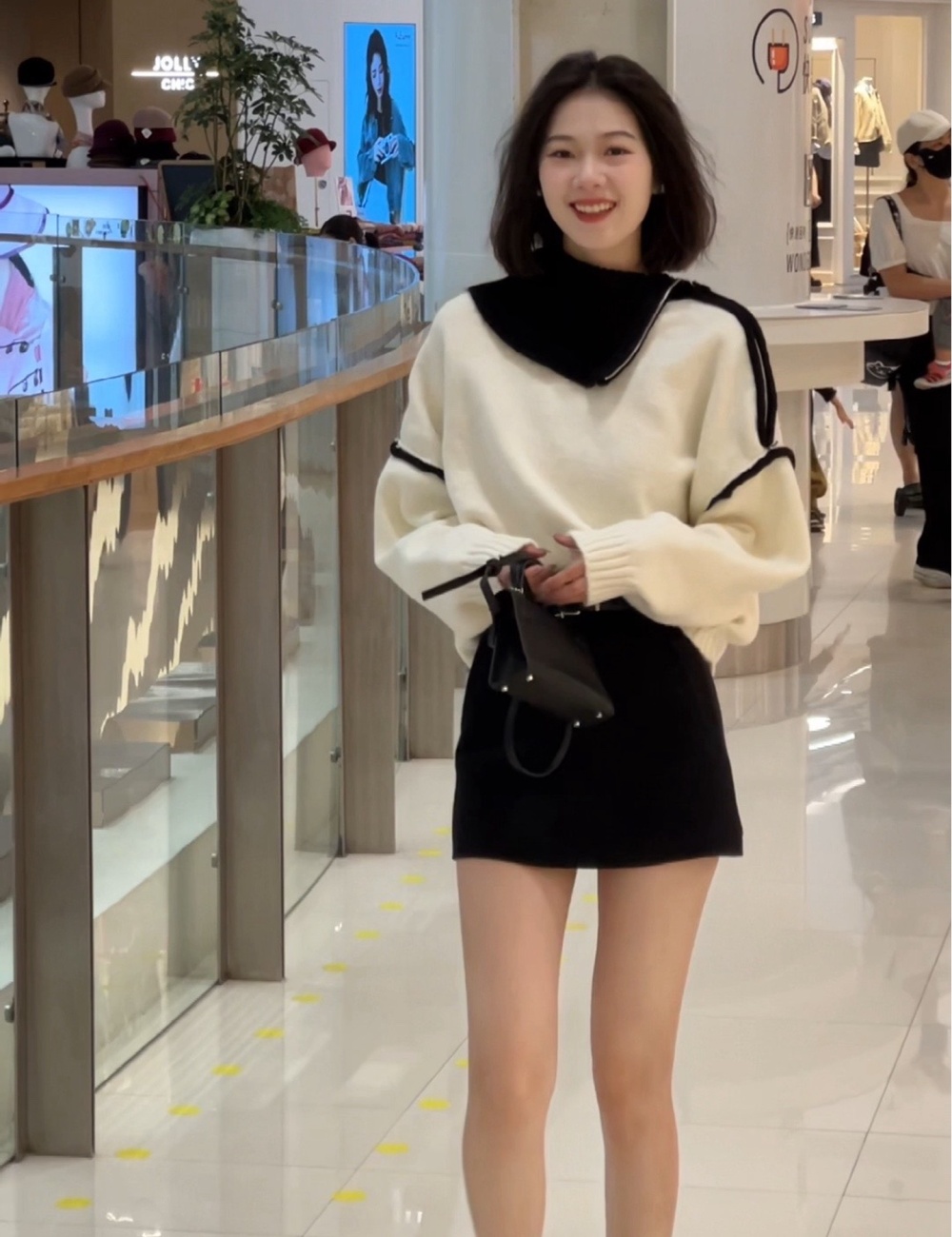 Irregular strapless sweater autumn and winter tops