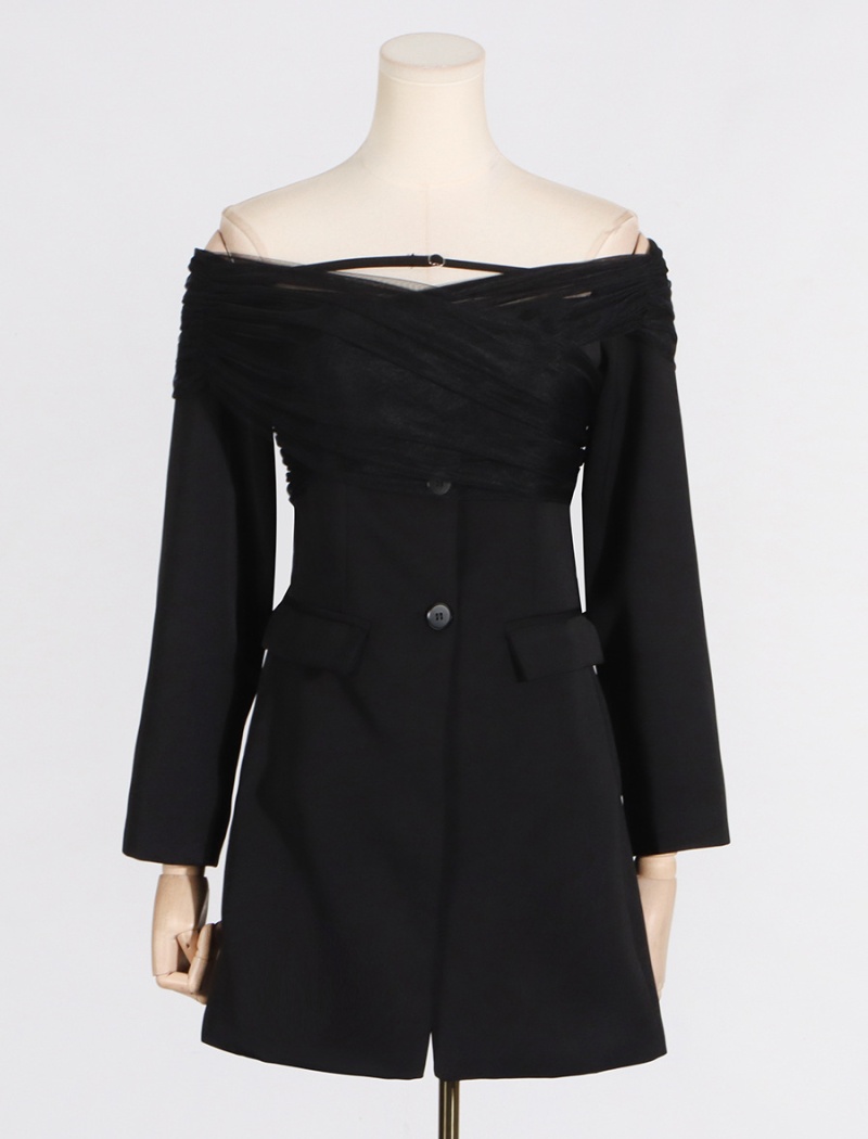 Temperament splice business suit gauze coat for women