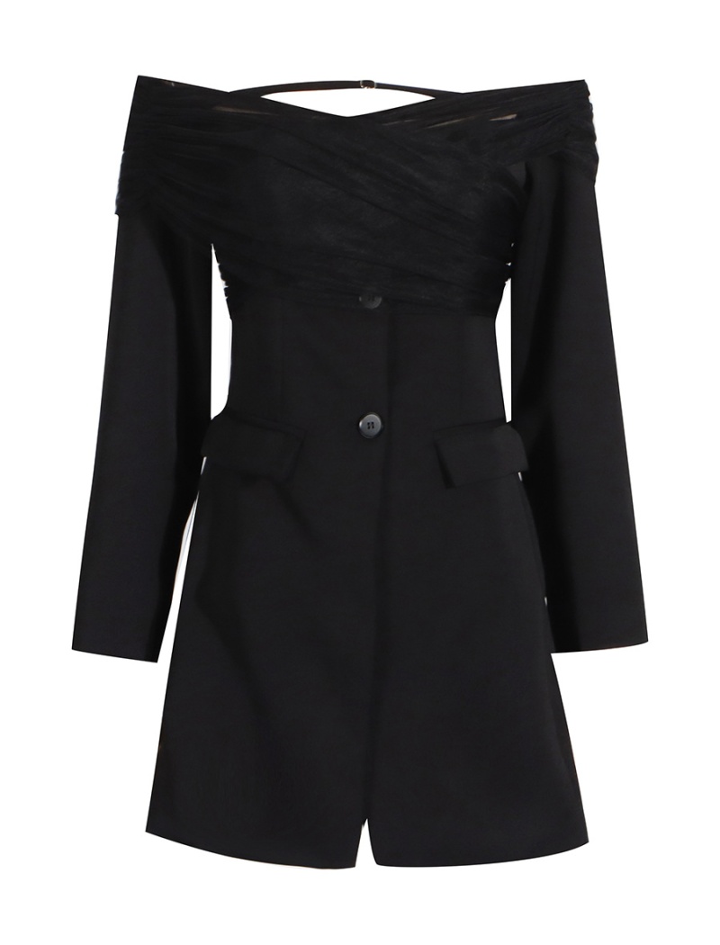 Temperament splice business suit gauze coat for women