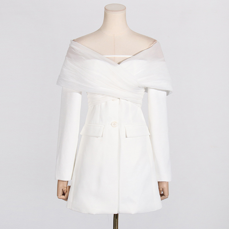 Temperament splice business suit gauze coat for women