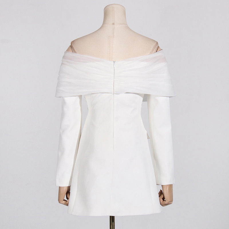 Temperament splice business suit gauze coat for women