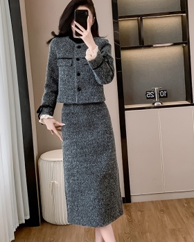 Chanelstyle coat plus cotton skirt 2pcs set for women