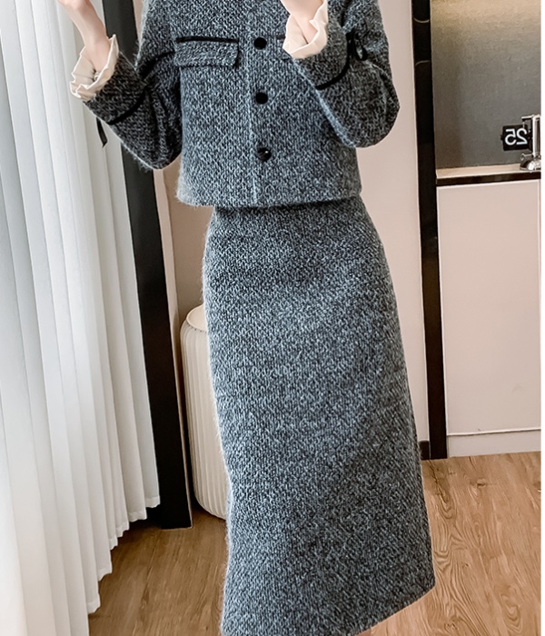 Chanelstyle coat plus cotton skirt 2pcs set for women