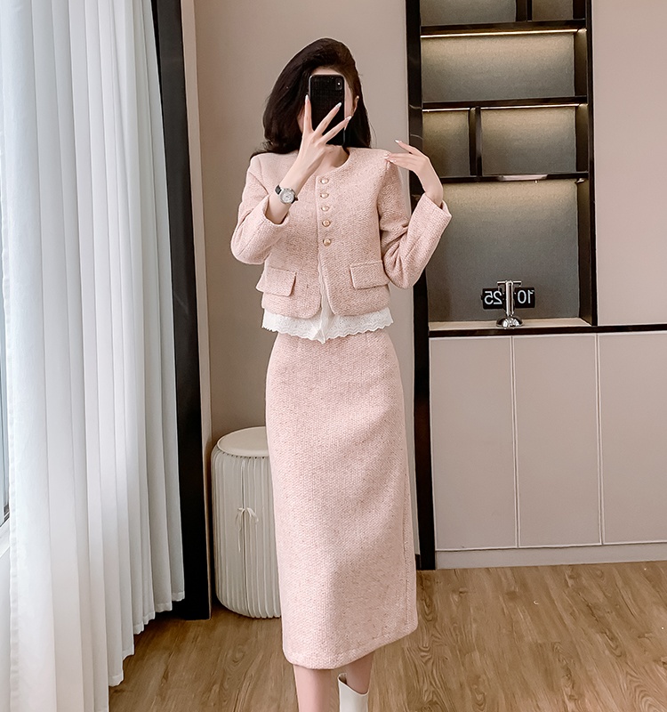 Sweet coat plus cotton skirt 2pcs set for women