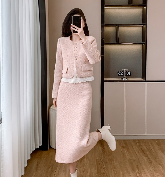 Sweet coat plus cotton skirt 2pcs set for women