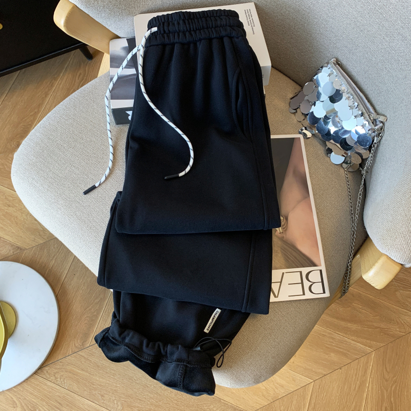 Lazy sports loose straight wide leg pants for women