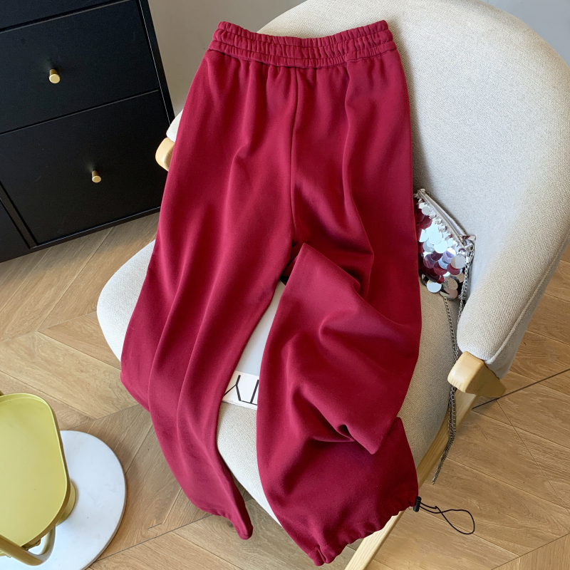 Lazy sports loose straight wide leg pants for women