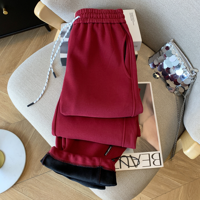 Lazy sports loose straight wide leg pants for women