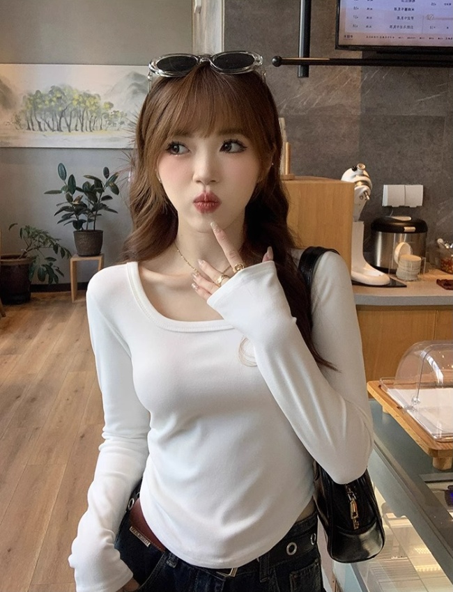 Short T-shirt irregular bottoming shirt for women