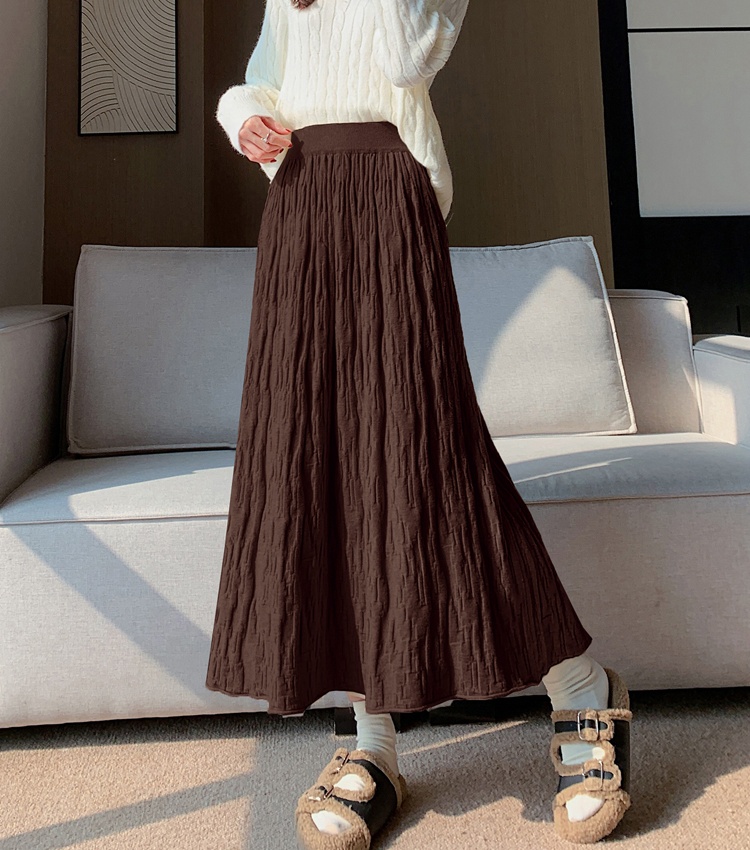 Thermal Korean style long skirt knitted big skirt skirt