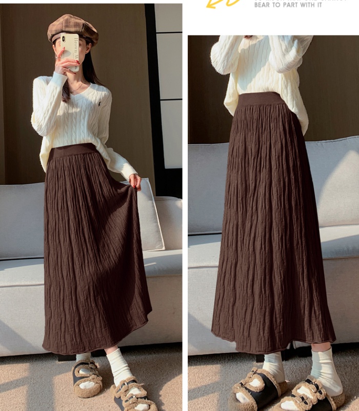 Thermal Korean style long skirt knitted big skirt skirt