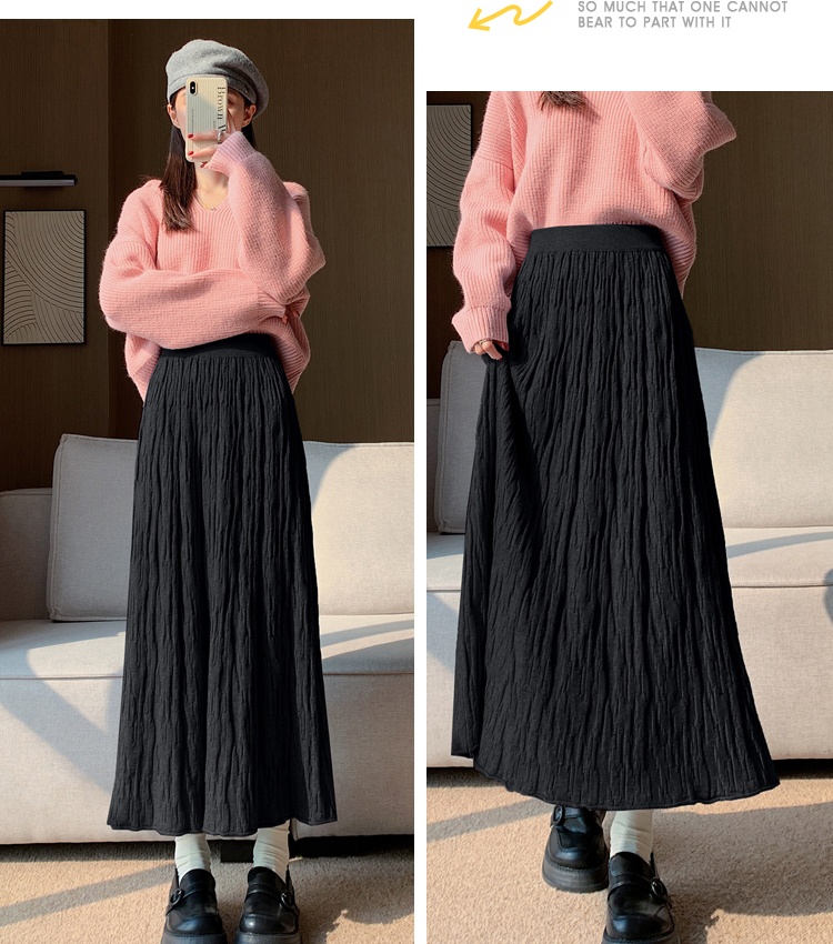 Thermal Korean style long skirt knitted big skirt skirt