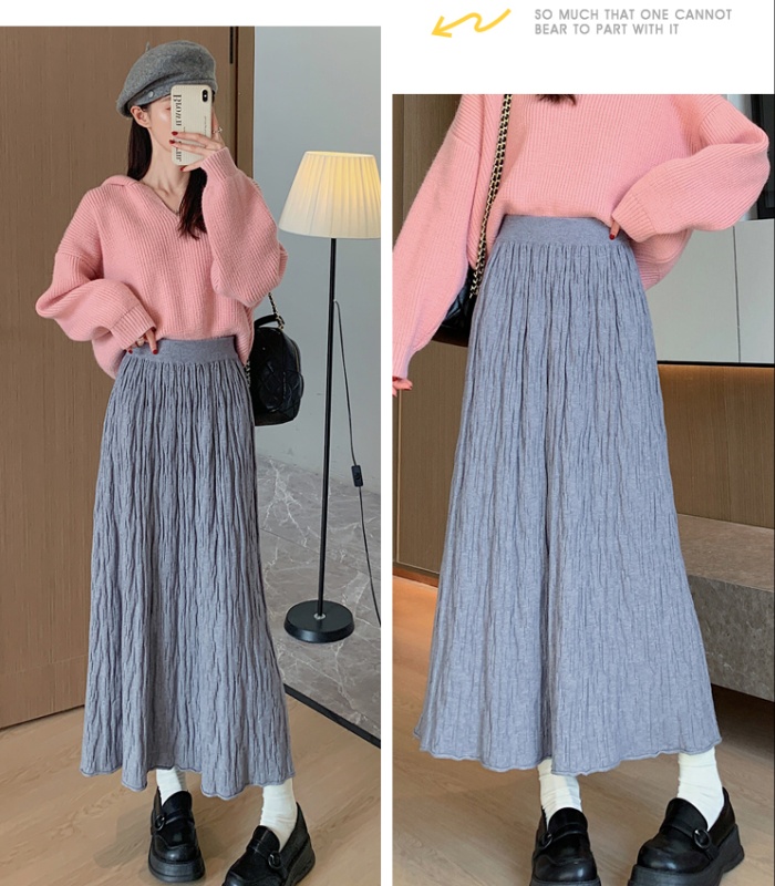 Thermal Korean style long skirt knitted big skirt skirt