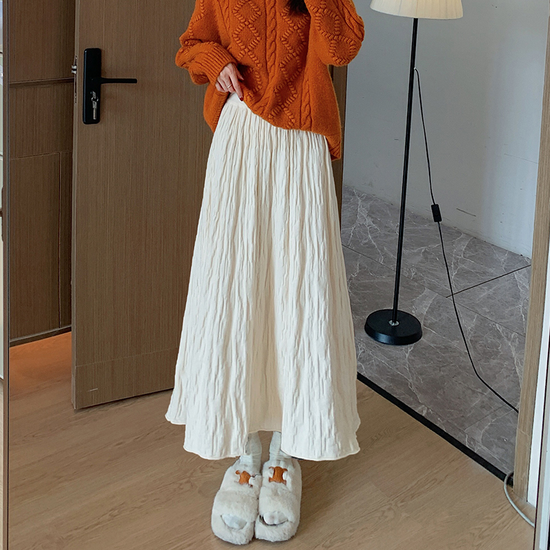 Thermal Korean style long skirt knitted big skirt skirt