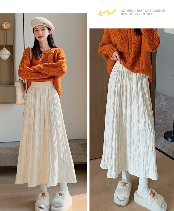 Thermal Korean style long skirt knitted big skirt skirt