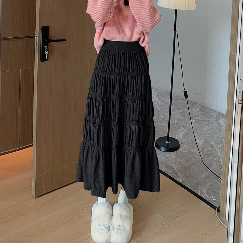 Korean style A-line long skirt slim skirt for women