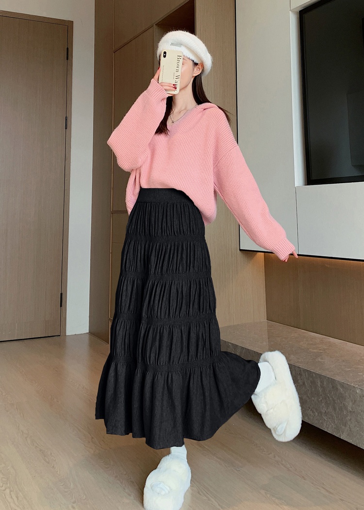 Korean style A-line long skirt slim skirt for women