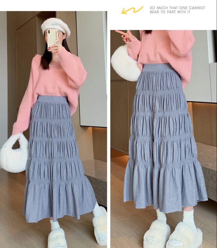 Korean style A-line long skirt slim skirt for women